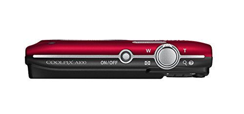 Nikon Coolpix A100 Point and Shoot Digital Camera (Red) with Card and Camera Case