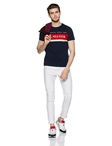 US Polo Association Men's Striped Regular Fit T-Shirt (USTS5672_Navy_M HS)