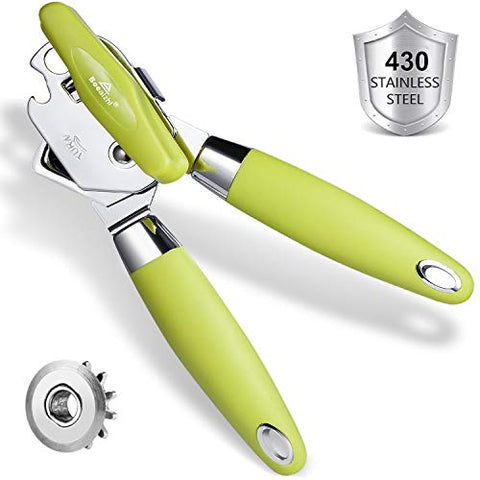 Boealzhl Can Opener Manual - 3 in 1 Stainless Steel Can Opener with Gift Blade - Premium Commercial Can Opener - Good Grips and Smooth Edge - 5 Years Warranty