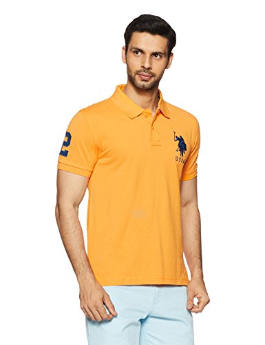 US Polo Association Men's Solid Regular Fit Polo (USTS5780_Apricot_M  HS)