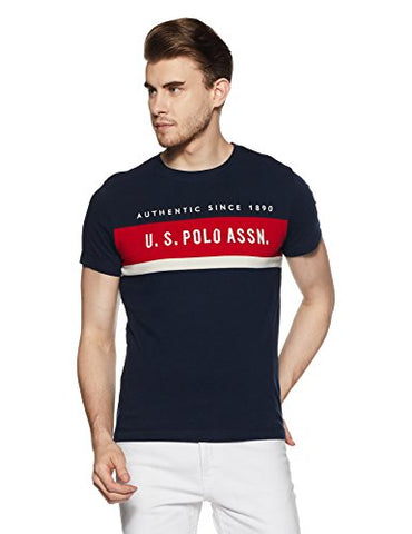 US Polo Association Men's Striped Regular Fit T-Shirt (USTS5672_Navy_M HS)