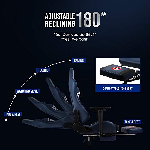 Marvel Avengers Gaming Chair Desk Office Computer Racing Chairs - Recliner Adults Gamer Ergonomic Game Footrest Kids Reclining High Back Support Racer Leather Rocker Foot Rest