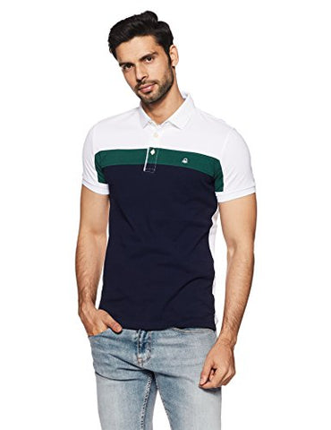 United Colors of Benetton Men's Striped Regular Fit Polo (18P3089J3536I_Green_Small)
