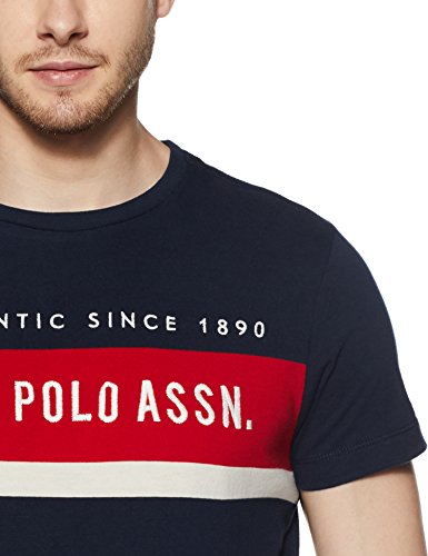 US Polo Association Men's Striped Regular Fit T-Shirt (USTS5672_Navy_M HS)