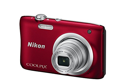 Nikon Coolpix A100 Point and Shoot Digital Camera (Red) with Card and Camera Case