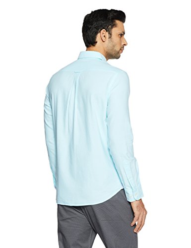 US Polo Association Men's Striped Slim Fit Casual Shirt (USSH9806_Aqua_M FS)