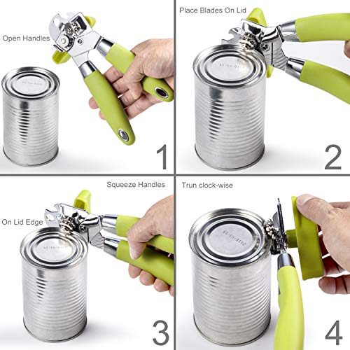 Boealzhl Can Opener Manual - 3 in 1 Stainless Steel Can Opener with Gift Blade - Premium Commercial Can Opener - Good Grips and Smooth Edge - 5 Years Warranty