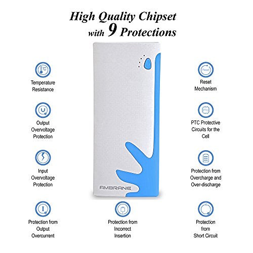 Ambrane P-1122 10000mAH Power Bank (Blue-white)