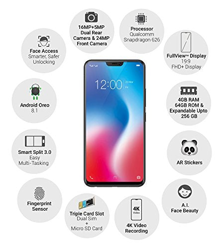 Vivo V9 (19:9 FullView Display, Pearl Black) with Offers